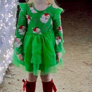 Ruffle Butts Green Santa Dress for Kids
